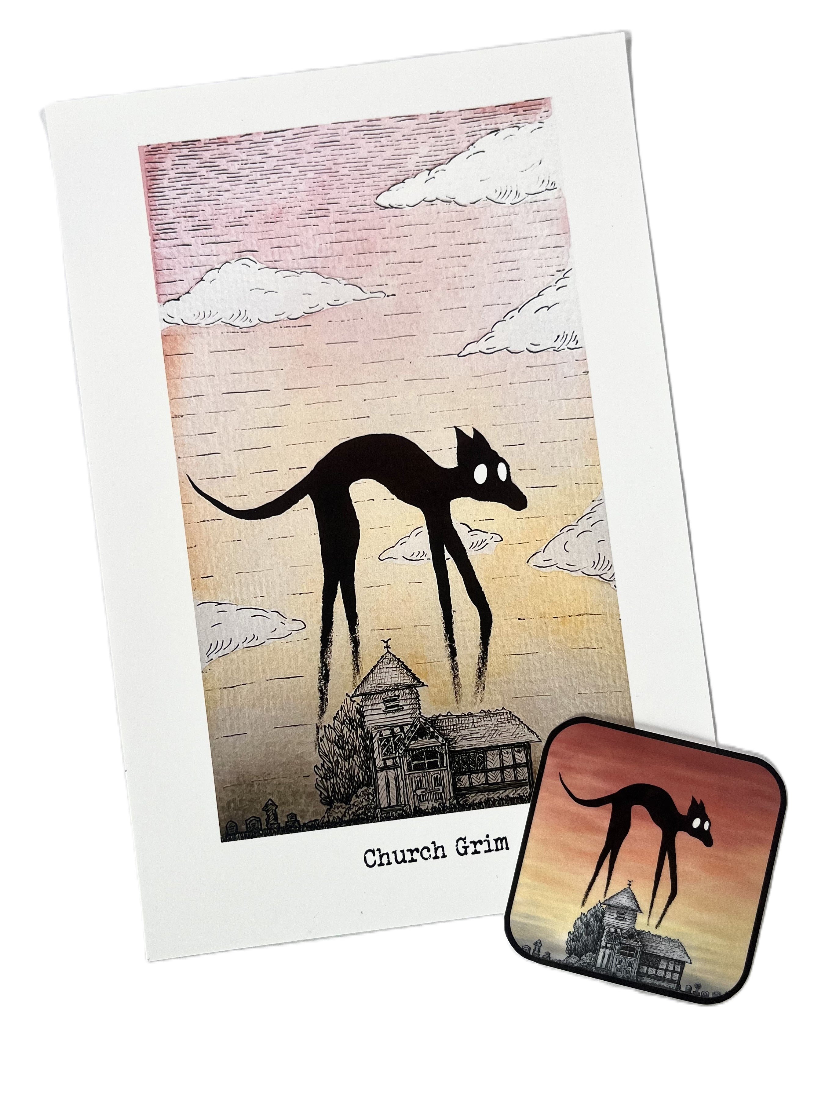 Curious Combo - Church Grim Print & Sticker