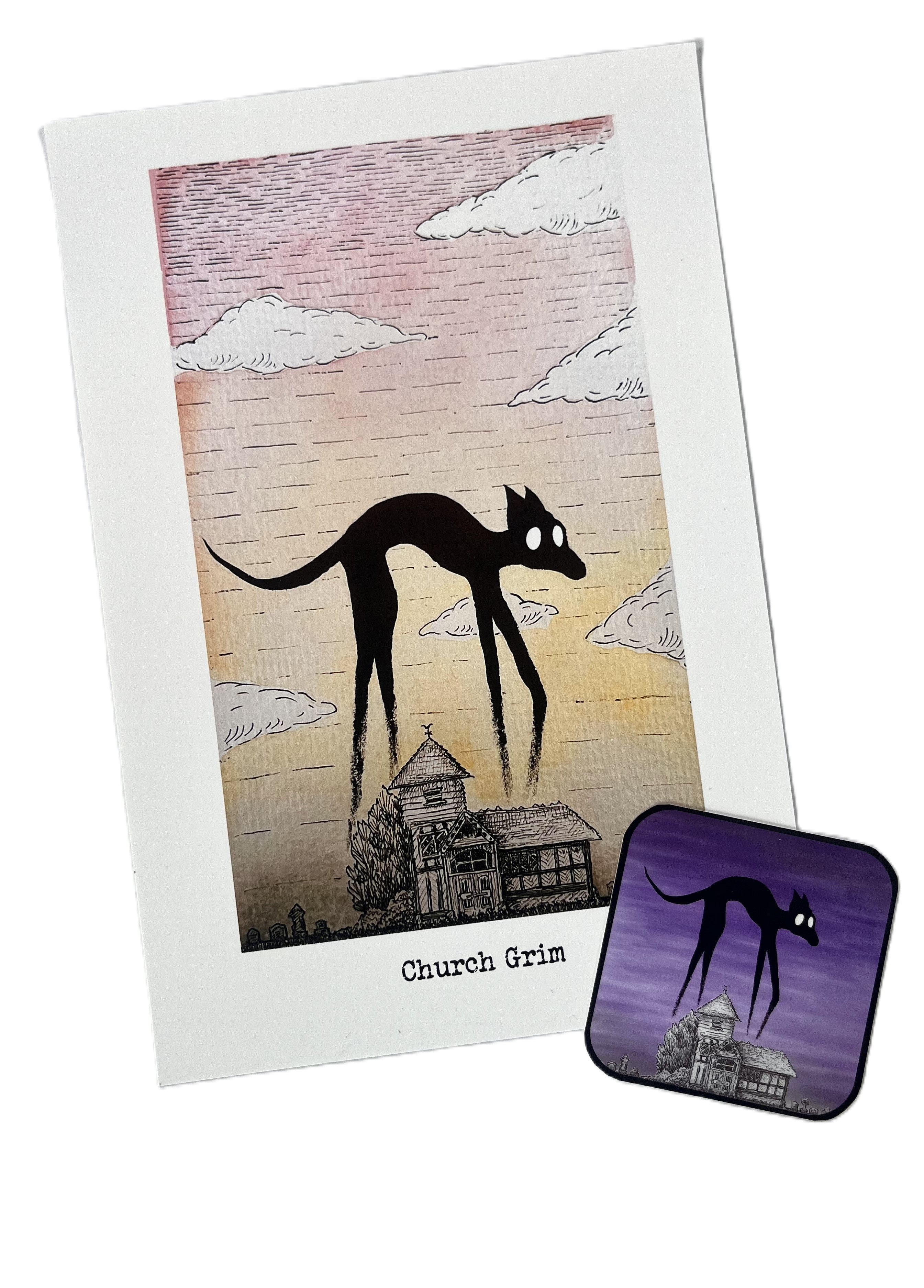 Curious Combo - Church Grim Print & Sticker